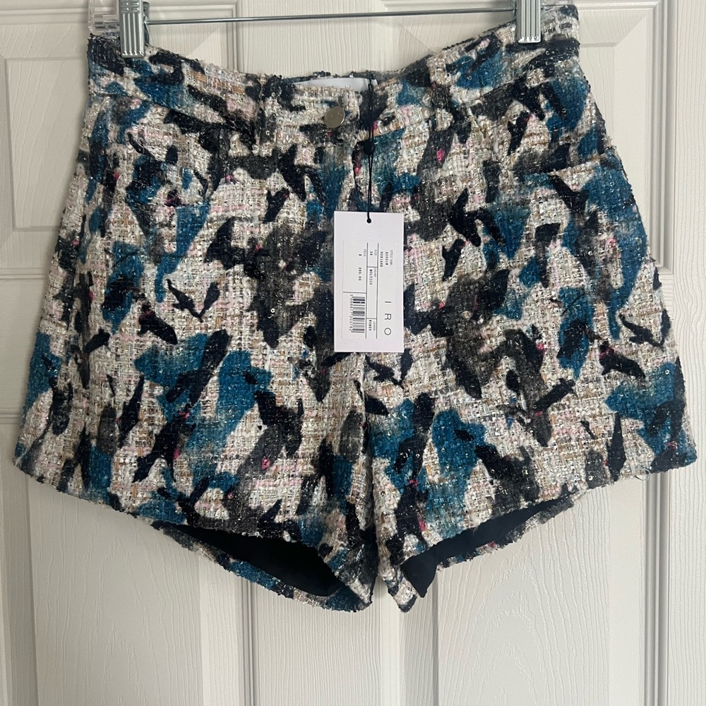 IRO Women's High Waist Tweed Shorts - Blue, Black, Cream